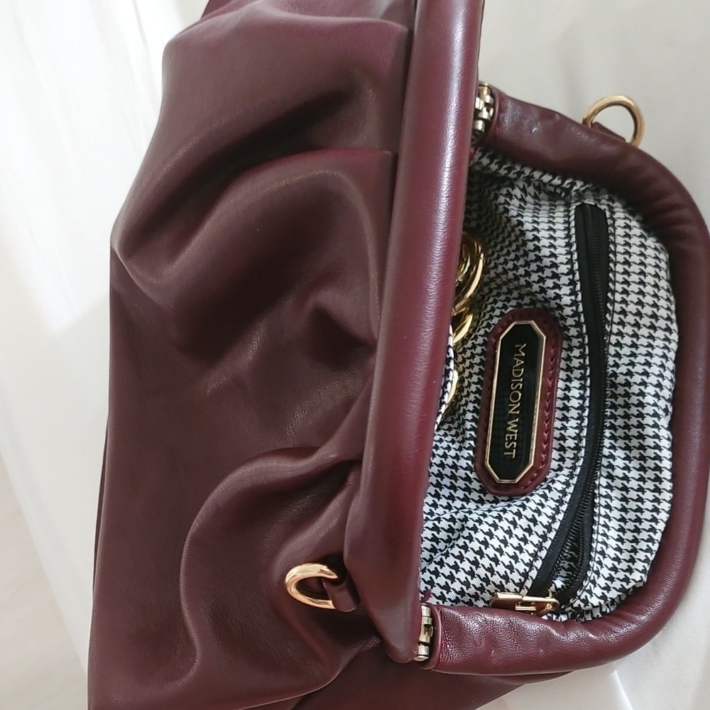 Madison West Maroon Shoulder Bag